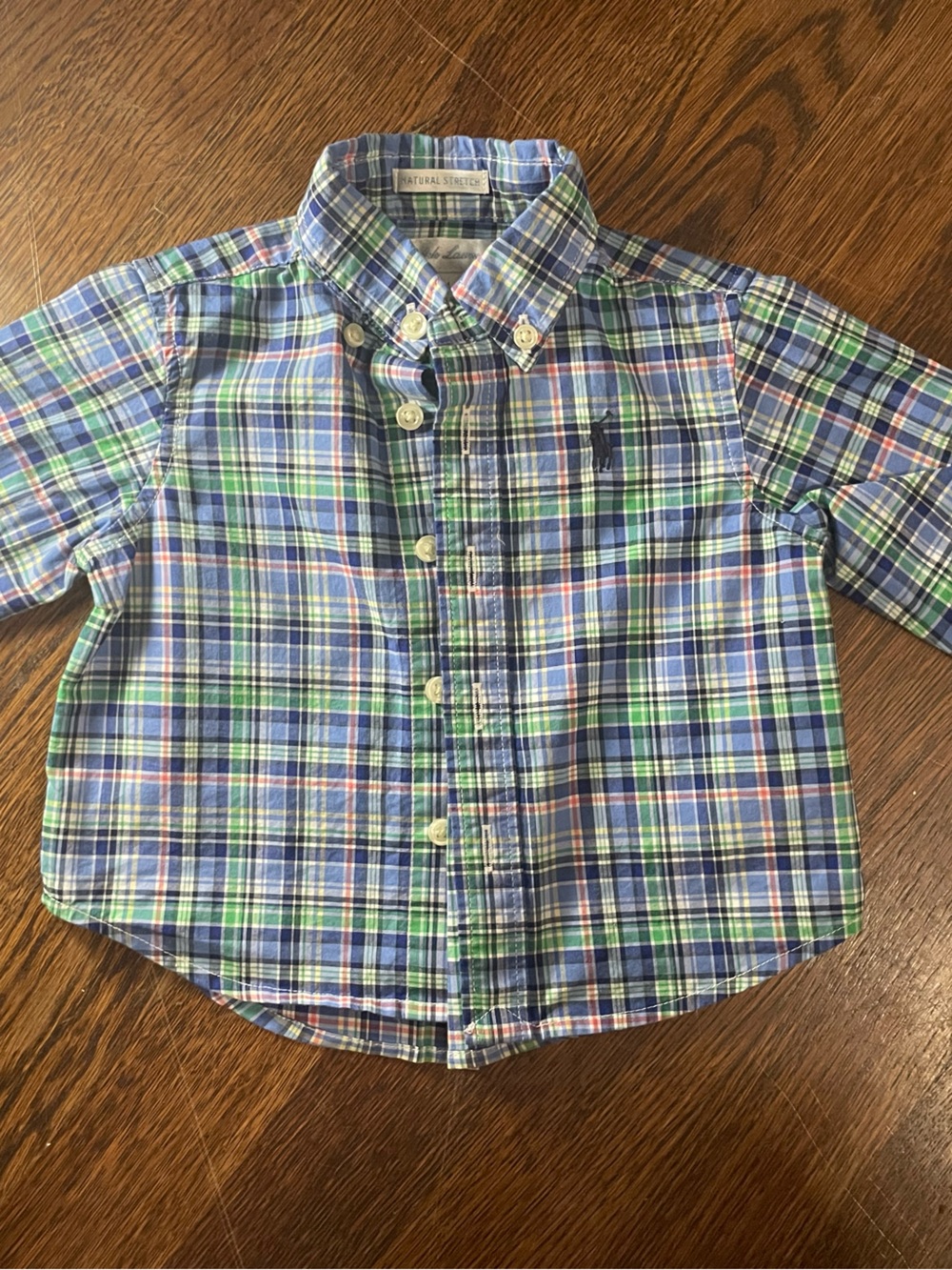 Ralph Lauren Plaid Button-Down Shirt - Blue, Green & White with Pink Accent